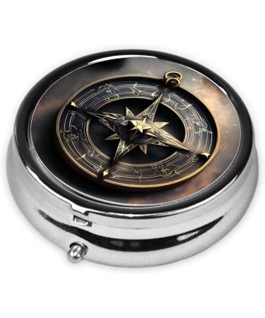 Magical Norse Runes Compass Round Pill Box | 3 Compartment Travel Organizer | Portable Pill Storage for International Travel - Buy Online on GoSupps.com
