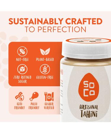 SoCo Artisanal Tahini Paste for Hummus - Plant-Based, Non-GMO, Gluten-Free, Kosher - 2 Pack 13.4oz (380g) - Buy Online on GoSupps.com