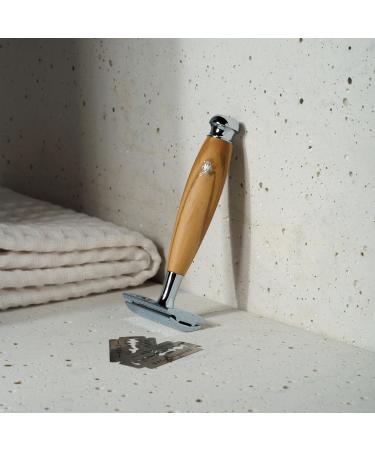 M HLE Vivo Safety Razor - Olive Wood Handle & Chrome Accents | Premium International Shipping - Buy Online on GoSupps.com