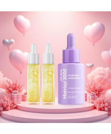 2 PCS JING MENG VITAMIN C PEPTIDES SERUM PEPTIDE SERUM MATRIXYL 3000 SERUM Unique Oil-in-serum Contains 3 000 Soft Beads Improve Elasticity Tighten BIO-MICRO CAPSULE TECHNOLOGY