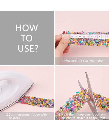 PandaHall 1 Yard 1.4 Crystal Rhinestone Trim Hotfix Ribbon - DIY Wedding Bridal Dress Embellishment - 0.5 Multicolor - Buy Online on GoSupps.com
