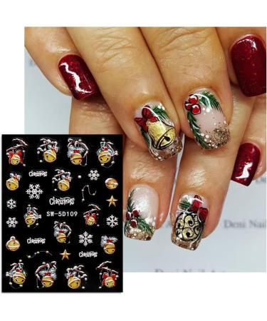 JMEOWIO 3D Embossed Christmas Nail Art Stickers Decals Self-Adhesive 5D White Snowflake Winter Holiday Nail Supplies Nail Art Design Decoration Accessories 4 Sheets - Buy Online on GoSupps.com
