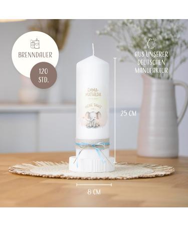 Personalized Amari Christening Candle - Elephant Heart Design | Baptismal Candle for Boys & Girls | DIY Custom Candle | 25cm Height x 8cm Diameter - Buy Online on GoSupps.com