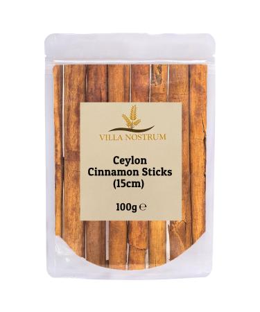 Ceylon Cinnamon Sticks (15cm) 100g - Pure Ceylon Cinnamon Quills True Cinnamon by Villa Nostrum