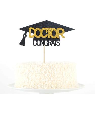 Black Glitter Congrats Doctor Cake Toppers - Future Doctor Cake Decor - 2023 Medical Doctor Graduation Party Decorations Supplies - Buy Online on GoSupps.com
