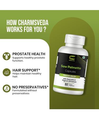 CHARMSVEDA Saw Palmetto Capsules with Quercetin Pygeum & Turmeric Support Heart Health Overall Wellness & Immune Support* 60 Vegan Capsules - Buy Online on GoSupps.com