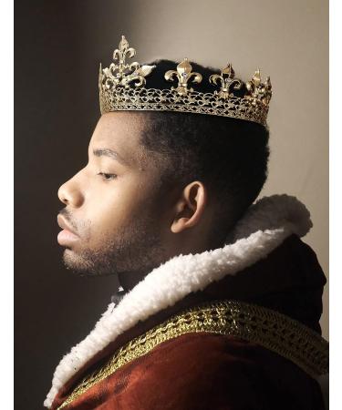 SWEETV Gold King Crown for Men - Royal Prince Tiara Headpiece for Prom, Halloween & Medieval Costumes - Buy Online on GoSupps.com