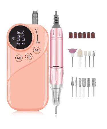 Rechargeable Nail Drill Electric Nail File, Professional 35000RPM Nail Drills for Acrylic Nails, Portable Electric E File for Gel Nails, Manicure Pedicure Polishing Shape Tools with 11Pcs Drill Bits