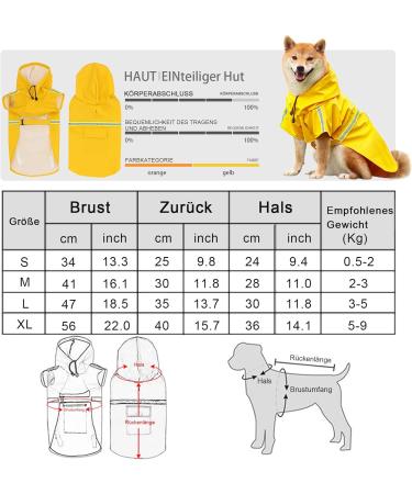 Adjustable Light Waterproof Dog Mackintosh Coat with Hood & Reflective Stripes - Perfect for Small Medium & Large Dogs | Yellow (L) - Buy Online on GoSupps.com