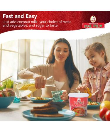 Mae Ploy Red Curry Paste - Authentic Thai Blend for Curries and Dishes | 14oz Tub - No MSG, Preservatives, or Artificial Coloring - Buy Online on GoSupps.com