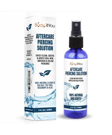 BodyJ4You Piercing Aftercare Saline Cleanser Spray - Case of 24x60ml | Natural Care Treatment Solution with Tea Tree, Aloe, and Sea Salt - Buy Online on GoSupps.com