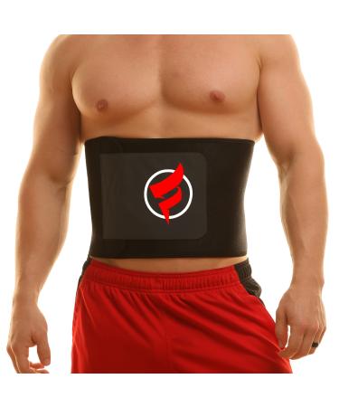 Fitru Waist Trimmer Sauna Ab Belt For Women & Men - Waist Trainer Stomach Wrap Black L: 9" X 42"