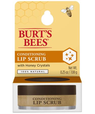 Lip Scrub, Burt's Bees Exfoliator for Dry Lips, Overnight Treatment, 100% Natural, with Honey Crystals, 0.25 Ounce Lip Scrub with Exfoliating Honey Crystals 0.25 Ounce (Pack of 1)
