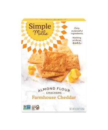 Simple Mills Almond Flour Crackers, Farmhouse Cheddar - Gluten Free, Healthy Snacks, 4.25 Ounce (Pack of 1) Farmhouse Cheddar 4.25 Ounce (Pack of 1)
