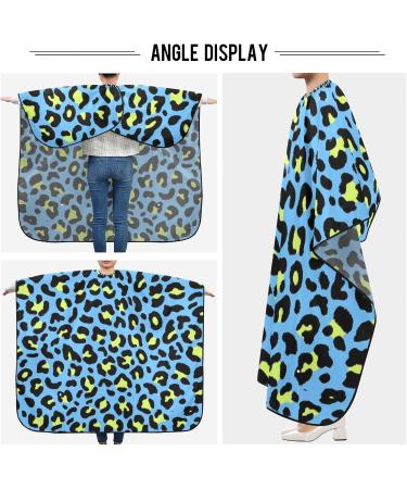 Waterproof Barber Cape - Blue Yellow Leopard Print Hair Cutting Bib for Men & Women | Unisex Cheetah Design - Buy Online on GoSupps.com