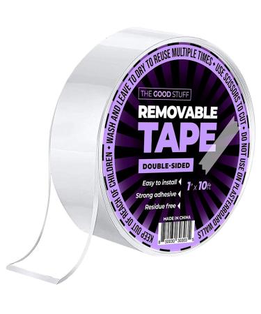 Double Sided Tape Heavy Duty  1x10ft'  Transparent Nano Tape for Mounting - Reusable 2-Sided Mounting Tape - Caution This Tape is Strong Only for Tiles  Ceramic  RV Wood  Glass  NOT for Painted Walls