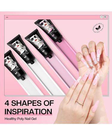 Morovan 30ML Poly Gel Nail Kit - Professional 4 Colors Gel Extension Set with Base & Top Coat - Large Capacity Poly Nail Gel Kit for Beginners - Buy Online on GoSupps.com