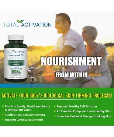 Organic Flaxseed Oil 1000mg Omega-3 Immune System Booster | Omega 3 6 9 from ALA | Supports Heart Health, Hair, Skin, Nails | 100 Liquid Softgels - Buy Online on GoSupps.com