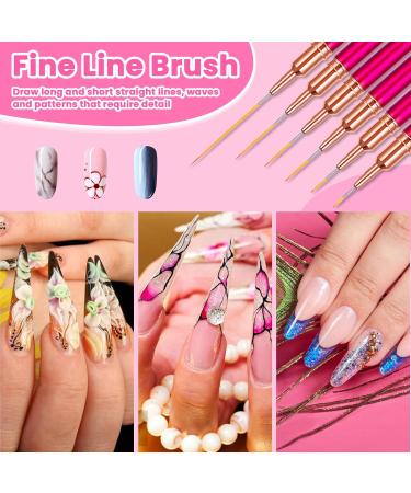 6 Pcs Nail Liner Brush Set - Detail Thin Brushes for Nail Art Acrylic Painting & Design | Fine Dotting Tools (Sizes 5/7/9/11/15/25mm - Buy Online on GoSupps.com
