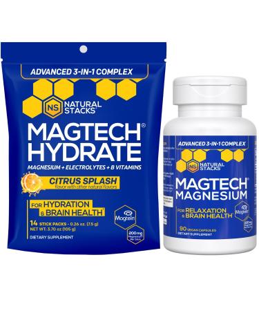 Magtech Magnesium Capsules + Hydration Powder Bundle - 3 Forms of Magnesium - Featuring Magtein L-Threonate - Brain Health & Hydration Support* - 44 Total Servings