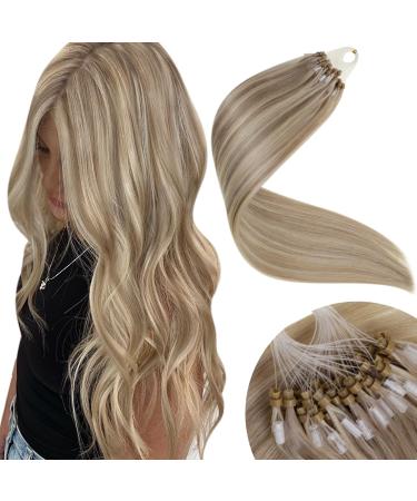 LAAVOO Blond Microring Extensions Real Hair 1g/S Micro Loop Extensions Real Hair Dark Ashblond Highlights High Blond Real Hair Extensions With Microring Pre Bonded #16/22 50g 45 cm 3.19micro #16/22 - Buy Online on GoSupps.com