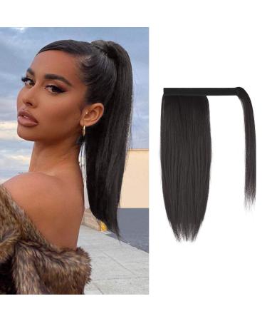 FESHFEN Straight Ponytail Extension Natural Long Ponytails Wrap Around Clip in Pony Tails Hair Piece Synthetic Hairpieces for Women Girls Dark Brown 12 inch 12 Inch (Pack of 1) Dark Brown 4#-Wrap Around