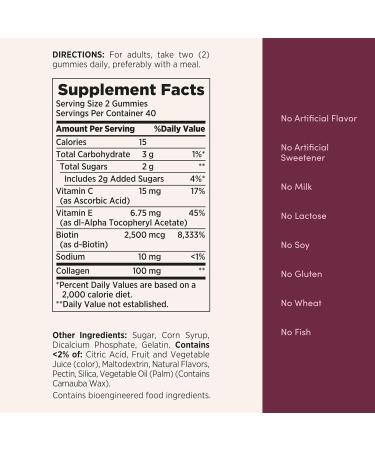 Nature's Bounty Optimal Solutions Hair Skin & Nails with Biotin and Collagen Citrus-Flavored Gummies Vitamin Supplement 2500 mcg 80 Ct 40 Total Servings (Pack of 3) - Buy Online on GoSupps.com