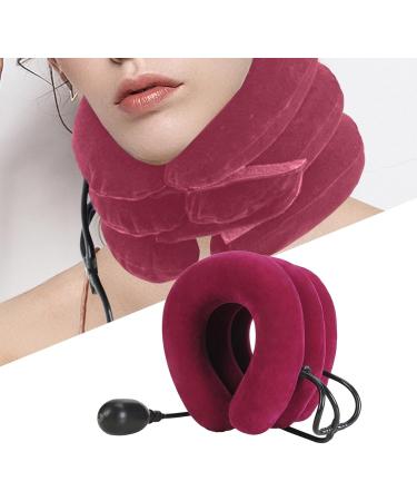 Milageto 3 Layer Neck Stretcher Support Inflatable Soft Relieving Fatigue Traction Equipment Neck Pillow for Travel The Seniors Adults rose red - Buy Online on GoSupps.com