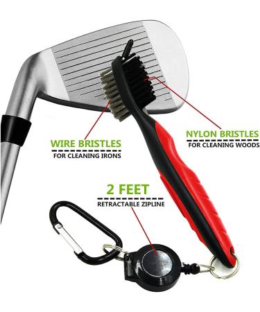 Yoport Golf Club Brush & Groove Cleaner - 2 Ft Retractable Zip-line, Lightweight Aluminum Carabiner, Stylish Design - Easily Attaches to Golf Bag (Black) - Buy Online on GoSupps.com