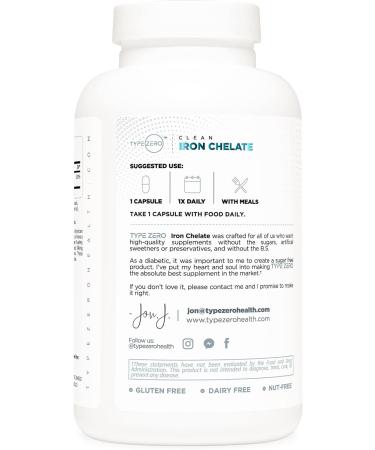 Type Zero Iron Chelate Capsules 18mg - 240 Count, Non-GMO & Gluten Free - Buy Online on GoSupps.com