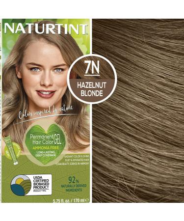 Naturtint Permanent Hair Color 7N Hazelnut Blonde (Pack of 1), Ammonia Free, Vegan, Cruelty Free, up to 100% Gray Coverage, Long Lasting Results
