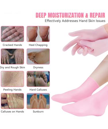 Buy Pink Silicone Moisturizing Socks & Gloves for Intensive Hydration | Roughness Relief & Callus Treatment | Softens Dry Cracked Hands & Feet - One Size Fits Most - Buy Online on GoSupps.com