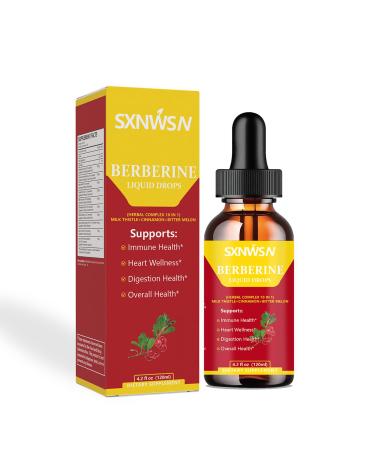 SXNWSN Berberine Drops - 10-in-1 Herbal Complex with Milk Thistle Ceylon Cinnamon & Bitter Melon | 4.2Fl Oz Liquid Supplement for Immune Heart & Digestive Support