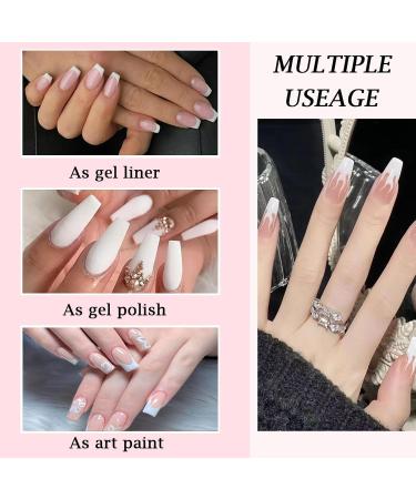 Gel Nail Polish Set for French Manicure White Nude Pink Jelly Gel Nail Polish Gel Liner Nail Polish Painted French Tips Gel Nail Design Soak off UV/LED Jelly Gel Polish for Women DIY French Manicure - Buy Online on GoSupps.com