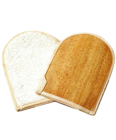 Spa Destinations Premium Natural Exfoliating Loofah Glove Pad Body Scrubber (2 Pack) - Biodegradable Bath and Shower Sponge for Women and Men - Buy Online on GoSupps.com