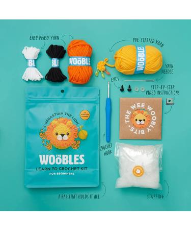 Woobles Beginners Crochet Kit: Easy Peasy Yarn, Step-by-Step Tutorials - Sebastian The Lion Orange - Buy Online on GoSupps.com
