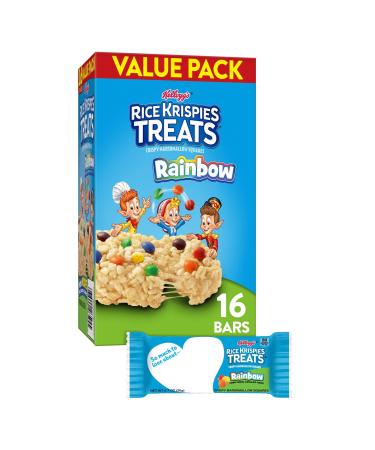 Rice Krispies Treats Marshmallow Snack Bars, Kids Snacks, Value Pack, Rainbow, 11.2oz Box (16 Bars)