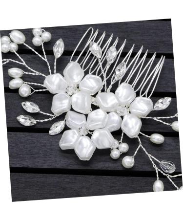 Beatifufu 1pc Bridal Hair Combs Floral Hair Comb Bridal Headpieces for Wedding Pearl Hair Pin Grey Lace Front Wigs Wedding Hair Comb Bridal Hair Pin Women Hair Combs Wedding Headpiece White - Buy Online on GoSupps.com