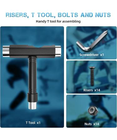 Jizmo Skateboard Trucks and Wheels Set with High Rebound Cruiser Wheels, ABEC-11 Bearings, Tool, Pads & Hardware - Black - Buy Online on GoSupps.com