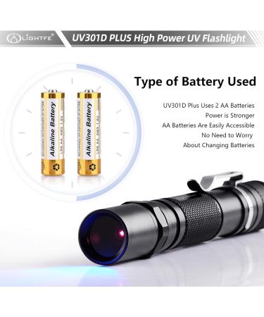 LightTFE UV301D Plus UV lamp 365NM Portable Ultraviolet Torch LED Torch Light UV Rays Waterproof IPX-8 pet Urine Detector (Batteries Included) Black Uv301d Plus (365nm) Black - Buy Online on GoSupps.com