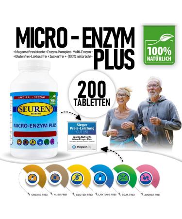 Seuren Nutrients Micro Enzyme Plus 200 Tablets | Gluten-Free Lactose-Free Sugar-Free | Natural Gastro-Resistant Enzyme Complex | Multi-Enzyme Formula for Digestive Support - Buy Online on GoSupps.com