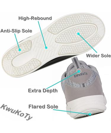 KWUKOTY Men's Walking Shoes Wide Size 7.5-12, Orthopedic Plantar Fasciitis Relief, Diabetic Comfort, Grey - Buy Online on GoSupps.com
