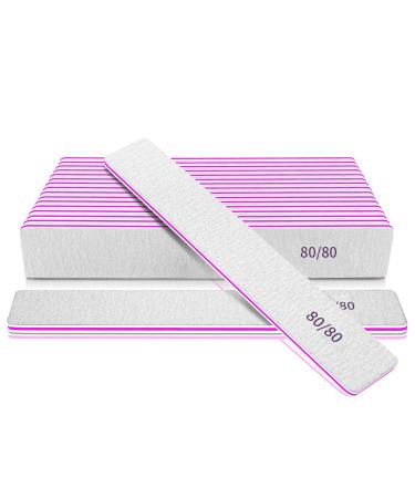 Professional Nail File Double Sided 80/80 Grit Nail Files Manicure Tools for Nail Grooming and Styling  12 Pcs File Nail for Poly Nail Extension at Salon Grit 80