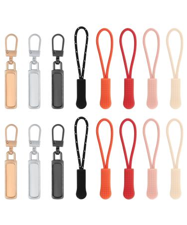16 StK zipper Zipper metal zipper Sleber repair zip pendant Zipper pulls for jackets bags suitcases including 10 fabric trains gold/silver/black style 3