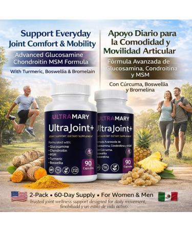 Glucosamine Chondroitin MSM Joint Support Supplement 1500 mg per Serving W/Turmeric(Curcuma)Boswellia Bromelain Supports Joint Comfort Mobility & Flexibility Articulaciones 90 Caps(2 Pack)Bexpertsusa - Buy Online on GoSupps.com