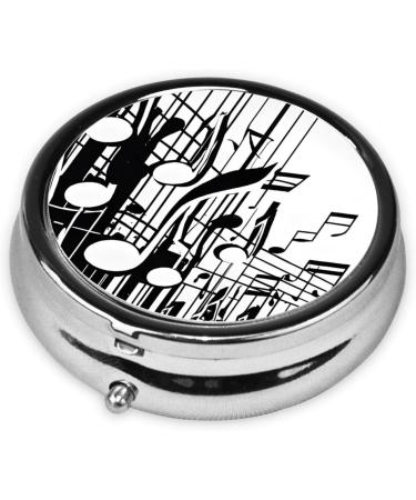 Music Notes Mini Round Pill Box - 3 Compartment Travel Organizer for Home & Office - Buy Online on GoSupps.com
