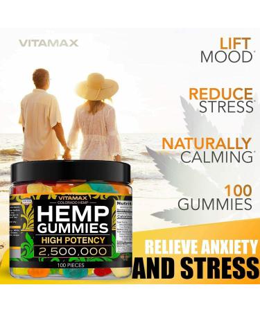 Vitamax Hemp Gummies - 2500000 Strength - Natural Fruit Flavors - USA Made Relaxing Gummies - 100ct - Buy Online on GoSupps.com