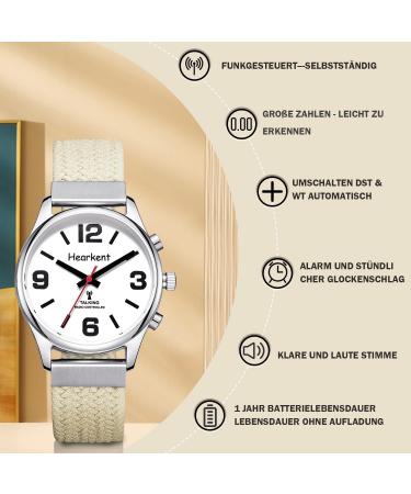 HORKENT German-Speaking Clock for Visually Impaired & Seniors - Large Digits Nylon Beige - Buy Online on GoSupps.com