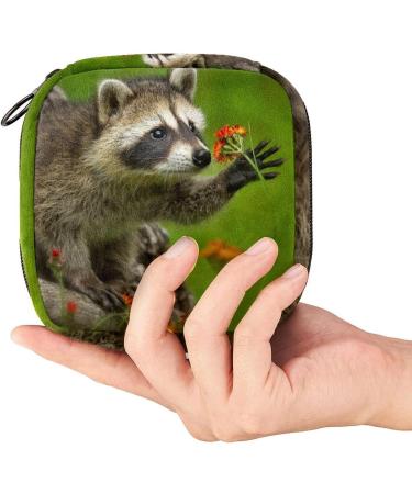Menstrual Pad Bag with Zipper - Cute Raccoon Design Pouch for Women & Girls | Durable Tampon Collection Bag - Buy Online on GoSupps.com