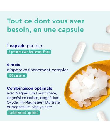 Magnesium Complex - 400mg Elemental Magnesium Bisglycinate Citrate Oxide Malate & Ascorbate - Premium 5-in-1 High Dosed & Bioactive - 120 Capsules - Lab Tested - Buy Online on GoSupps.com